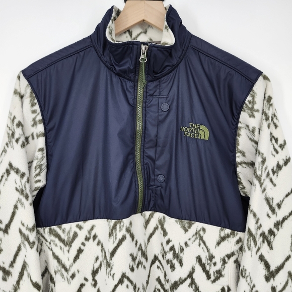 The North Face Mens Half Zip Size M Navy Softshell Printed Fleece Winter Outdoor - Picture 2 of 8